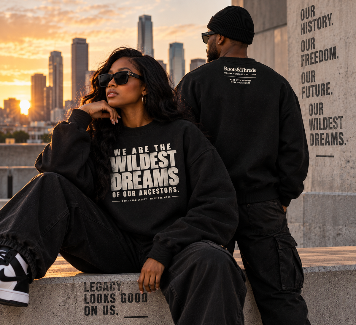"We Are The Wildest Dreams of Our Ancestors" Oversized Crewneck