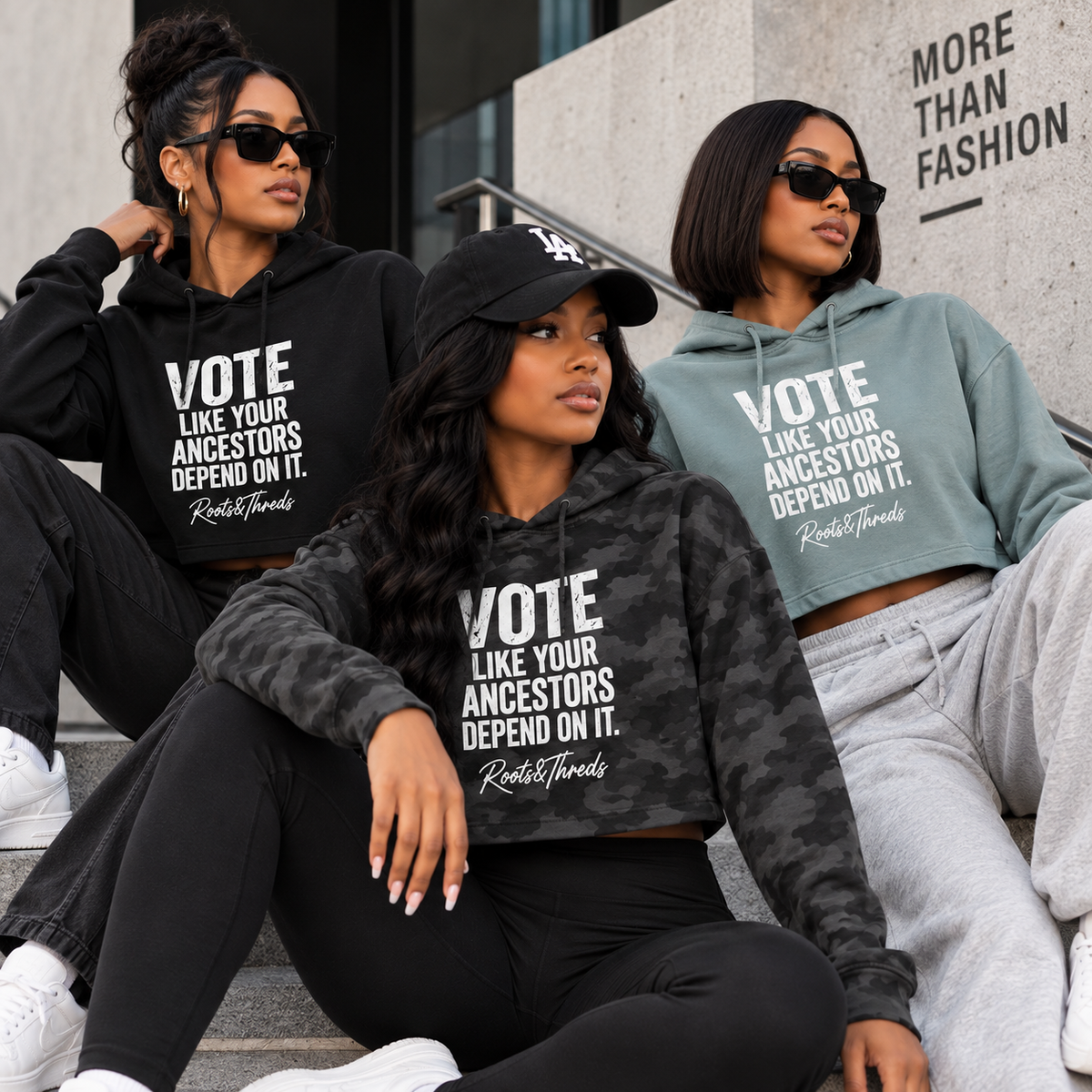 Vote Like Your Ancestors Depend On It Cropped Hoodie