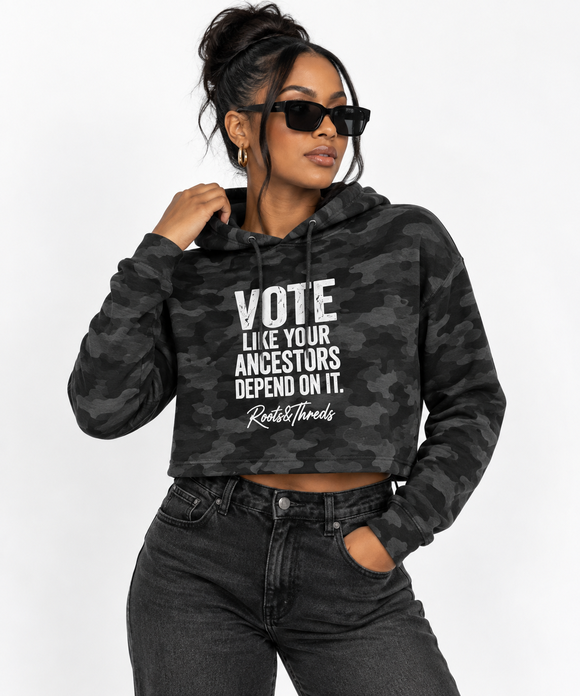 Vote Like Your Ancestors Depend On It Cropped Hoodie
