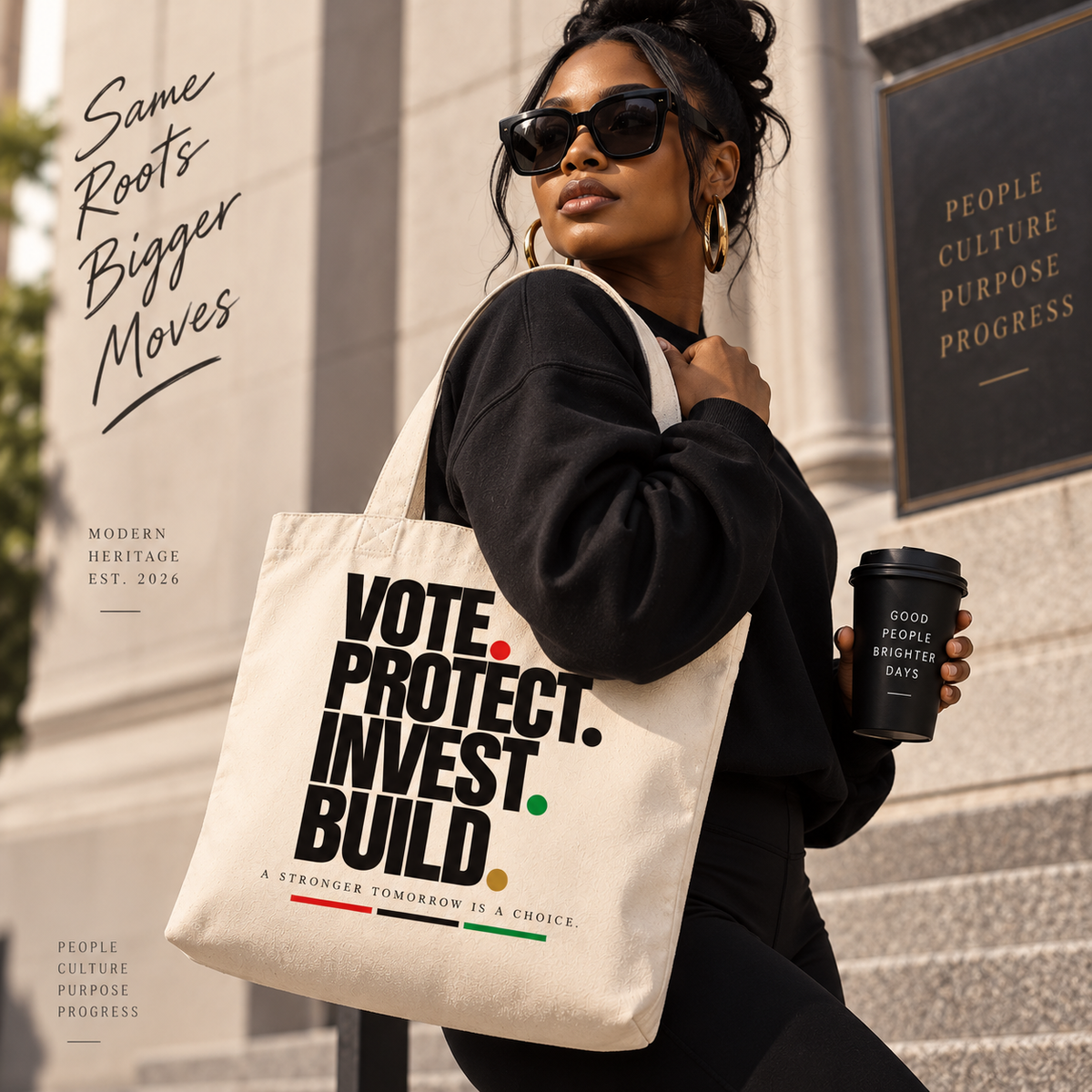 Vote. Protect. Invest. Build. Statement Tote