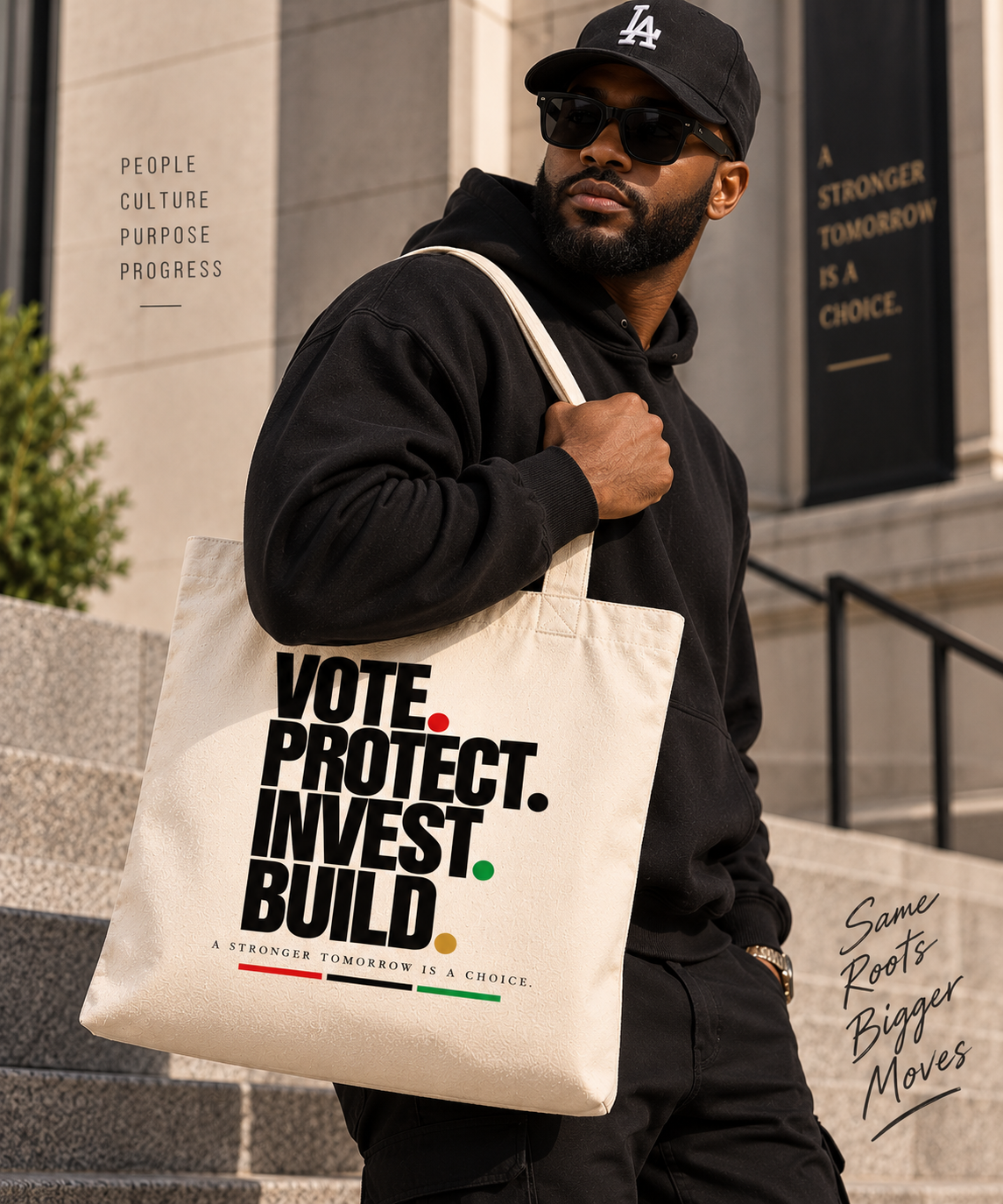 Vote. Protect. Invest. Build. Statement Tote